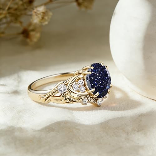 Image of Gemstone Vintage Rings for Women s925 Sterling Silver Round Cut 1.0 Carat Gemstone with Moissanite Promise Engagement Anniversary Ring for Her