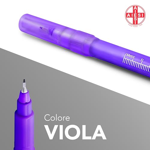 AIESI® Stift Dermographie steriler für die haut mit feiner Spitze mit Lineal HOSPIMARK (Packung mit 10 Stück)