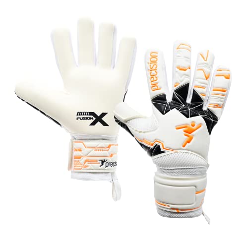 Precision Training Fusion X Negative Replica Football Junior Goalkeeper Gloves, White, 7, White/Fluo Orange/Black