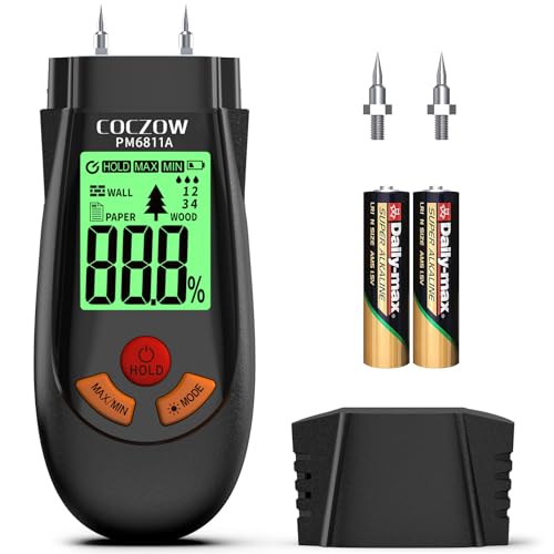 Wood Moisture Meter, with battery and LCD display, suitable for quick determination of moisture...