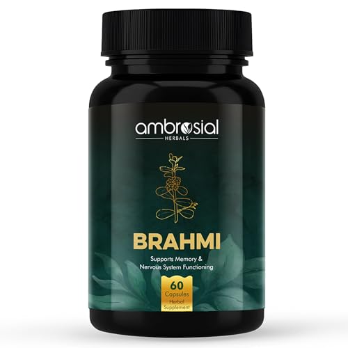 Bacopa Monnieri Brahmi Capsules - 500mg 60 Tablets | | Bacopa Extract | Non - GMO | Gluten & Allergen Free | Brain Supplement | 100% Natural Ingredients | By Ambrosial