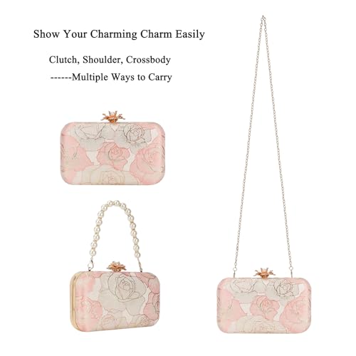 Image of Womens Vintage Floral Embroidery Clutch Evening Handbag Shoulder Bags Purse for Wedding Party Prom