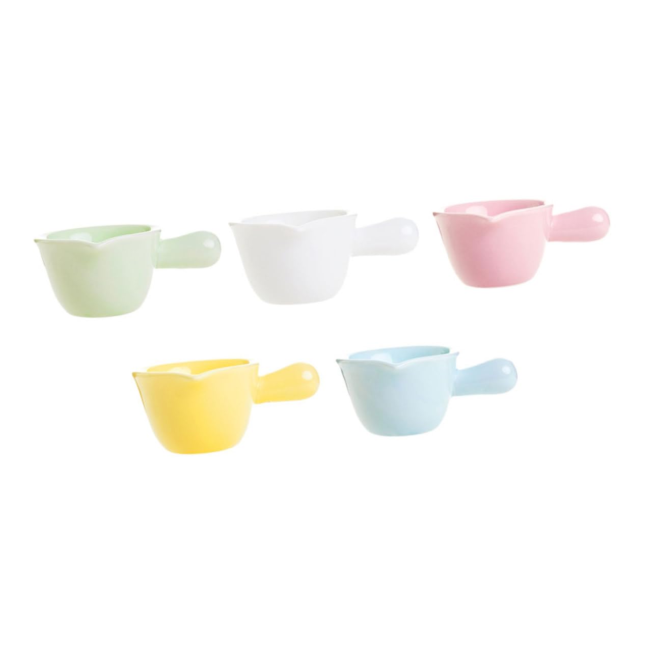 KICHOUSE 5pcs Ceramic Sauce Bowls Handle Modern Design Milk Jars for Desserts Restaurants Home