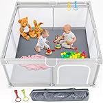TODALE Baby Playpen, Medium Playpen for Babies and Toddlers, Indoor & Outdoor Kids Activity Center, Kids Safety Play Pens Play (Light Grey, 50x50x27 Inch)