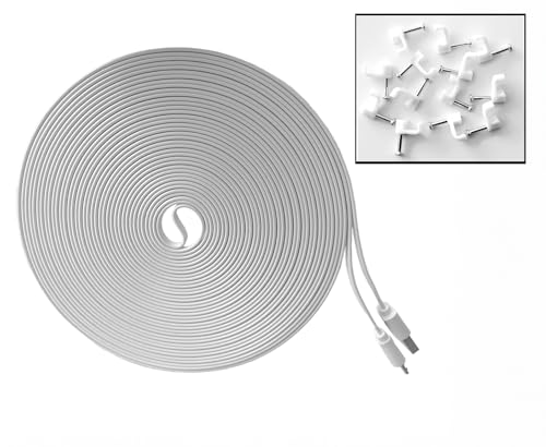Cable de extensión de alimentación de 32 pies micro USB plano para carga y datos de cámaras 4