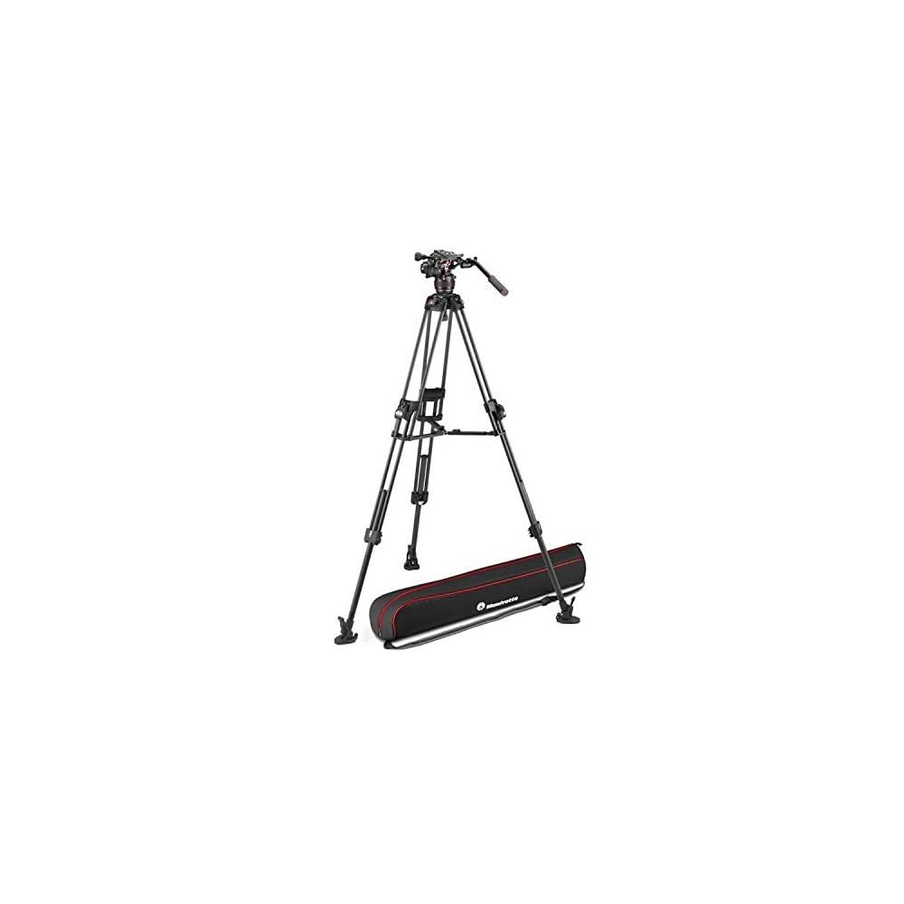 Manfrotto Rotule Vidéo Fluide 608- Trépied Ultraléger Flexible Rapide 645 Double Tube Carbone- Kit Professionnel Appareil Photo Reflex, Appareil Numérique, Vlogging - Charge ADM.14kg