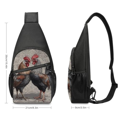 Bolso tipo Sling pequeño para día con diseño de gallo miniatura 3