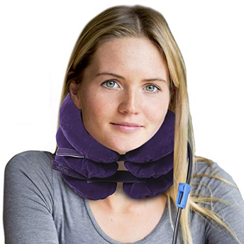 Cervical Neck Traction Device - Instant Pain Relief Support for Chronic Neck and Shoulder Pain Stretcher & Cervical Pillow Adjustable Collar for Home Use Relieves & Relaxes Tension by VitalTec (Blue)