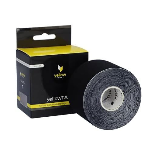 yellowSPORT Cinta de kinesiología negra 5 cm x 5 m – Cinta de fisioterapia elástica para deportes y terapia, resistente al agua y respetuosa con la piel