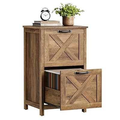 VASAGLE File Cabinet, 2-Drawer Filing Cabinet for Home Office, Modern Farmhouse, Adjustable Hanging Rail for A4 Letter Files, Printer Stand, Study Bedroom, Honey Brown UOFC086KB01S