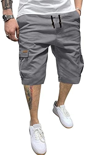JMIERR Mens Casual Twill Cargo Shorts Cotton Drawstring Classic Cargo Stretch Short with 6 Pockets for Men, US36(L), A Gray