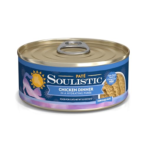 Soulistic Pat Wet Cat Food Chicken Dinner in a Hydrating Pure 5.5oz Can Pack of 8