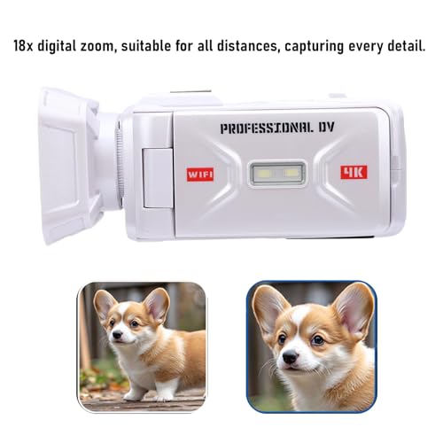 Caméscope numérique 4K 64MP Tangxi blanc avec écran rabattable 3" pour vlogging - 2