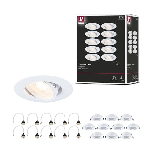 Paulmann 92115 Einbauleuchte 10er-Set schwenkbar rund 90mm 30° GU10 max. 10x10W 230V Weiß Einbaulampe