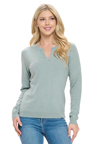 Image of Women's 100% Cashmere Soft Long Sleeve V Neck Crew Neck Sweater