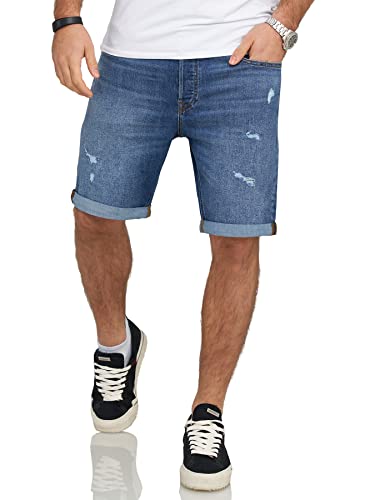 JACK & JONES Infinity Herren Jeans Shorts Rick Bermudas Used Look Medium Blue Denim / 2 L