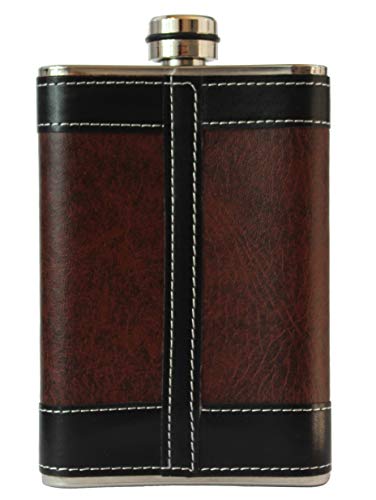 Flasks For Liquor For Men, 8Oz Heavy Duty Hip Flask With Funnel, Black And Brown, Gift Boxed #TOP3