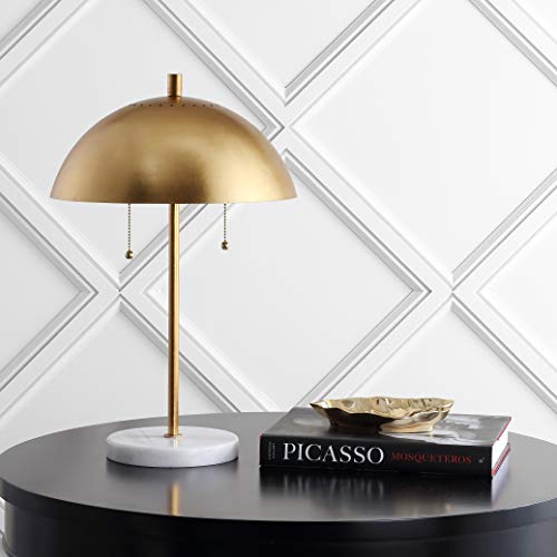 Jonathan Y Jyl1071A Ella 20.7" Dome Metal With Marble Base Led Table Lamp Classic Glam Bedside Desk Nightstand Lamp For Bedroom Living Room Office College Bookcase Led Bulbs Included, Gold Leaf/White #TOP29