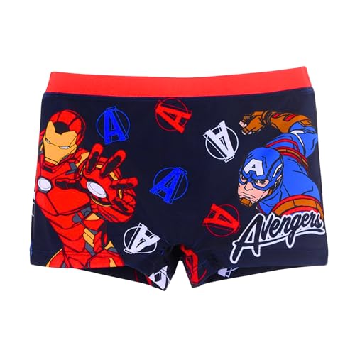 Marvel Avengers Bañador para Niño, Diseño Iron Man y Capitan America Shorts de Baño Bañador Infantil, Talla 8 Años | Azul