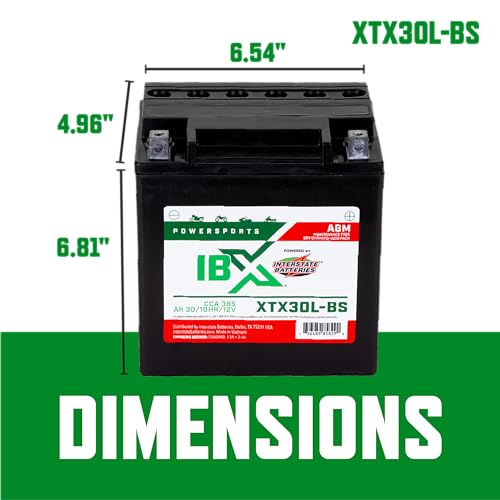 Image of Interstate Batteries IBX YTX30L-BS Powersports Battery 12V 30Ah 385CCA AGM
