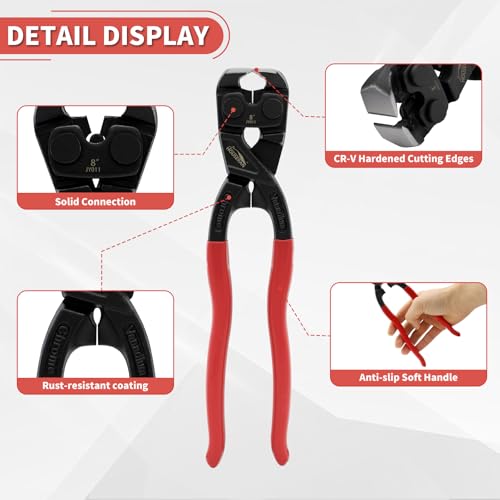 Image of 8 inch End Cutting Pliers, Heavy Duty Nail Puller Pliers, End Nippers | Carpenter Pincers, Wire Cutters End Snips for Cutting Wires or Pulling Nails, Flush Cut End Nipper Tool