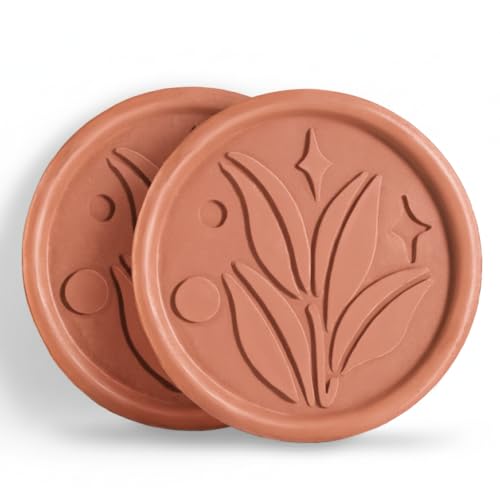 Image of Terracotta Brown Sugar Saver & Softener Disc (Set of 2) - Reusable Leaf Design, Keeps Sugar, Cookies, & Baked Goods Soft, Food-Safe & Multi-Use Storage Helpe