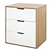 HOMCOM Bürocontainer mit 3 Schubladen, Aktenschrank, Büroschrank, Aufbewahrung von Akten, E1 Spanplatte, Weiß+Natur, 55 x 45 x 65,5 cm