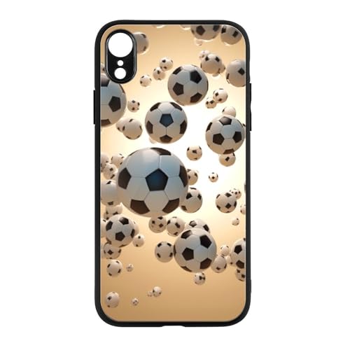 CRIVOTA for IPhoneXR Case - All-New 3D Football Design, Glass Back + TPU Inner Shell, Military-Grade Dual Protection, Extreme Slimness, Bare-Hand Feel, Cell Phone Cases for Men Women