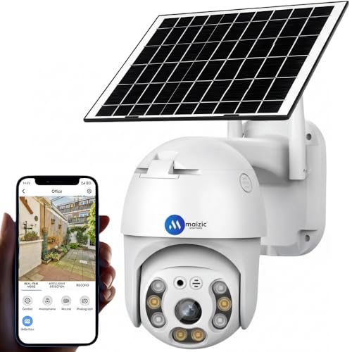 Image of Maizic Smarthome Fox Solar 2MP FHD WiFi Outdoor CCTV Camera | 360 View | 8000 mAh Inbuilt Battery | Color Night Vision | Motion Detection | Two-Way Audio | Waterproof | SD Card Support (Up to 128GB)