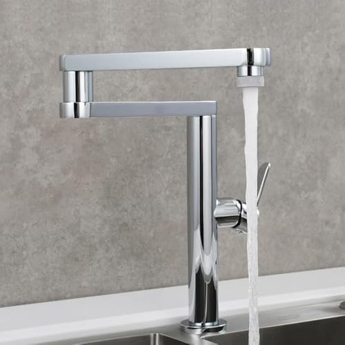 Robinet d'évier pliable eau chaude froide mélangeur de cuisine en laiton nickel brossé