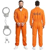 FENYW Disfraz De Prisionero, Disfraz De Prisión Naranja, 165-180cm Disfra De Convicto, Classic Disfra Preso Hombre Con Esposas, Convicto De Halloween Cosplay Traje Para Carnaval Fiestas