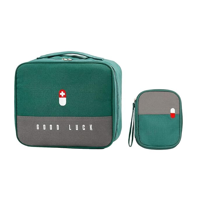 PRAMUKH VARNI 2Pcs Medicine Pouch Empty First Aid Kit Bag for Travel, Home, Camping, Sports Emergency Survival Medicine Storage Bag(Multi)