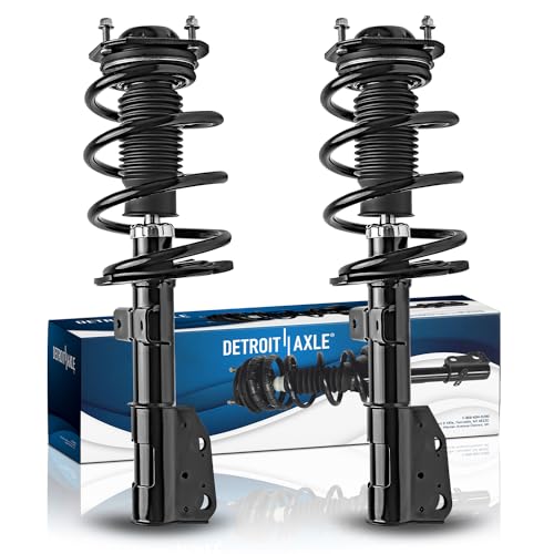 Image of Detroit Axle - 2 Front Struts for Buick 08-12 Enclave Chevy 09-12 Traverse 07-12 GMC Acadia 07-10 Saturn Outlook, 2pc Struts w /Coil Spring 2007 2008 2009 2010 2011 2012 Replacement Strut Shock