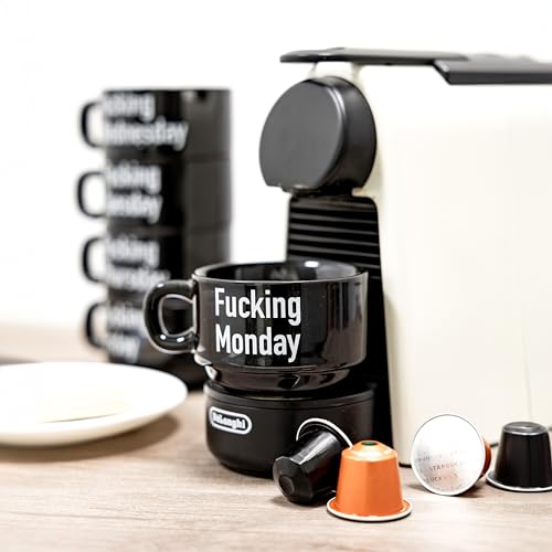 Set de 5 mugs negros cerámicos con frases divertidas miniatura 3
