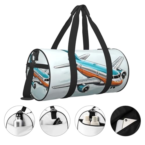 Travel Duffel Bag Sports Gym Bag With Shoes Compartment,Lightweight Overnight Weekender Bag Cartoon Airplane Yoga Gym Sports Bag For Men Women4