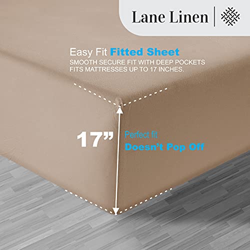 Image of LANE LINEN 100% Egyptian Cotton Full Size Bed Sheets, Machine Washable Naturally Temperature regulating Sustaibable No Pill Fade Resistant Full Size Sheets Set Cotton- Hazelwood
