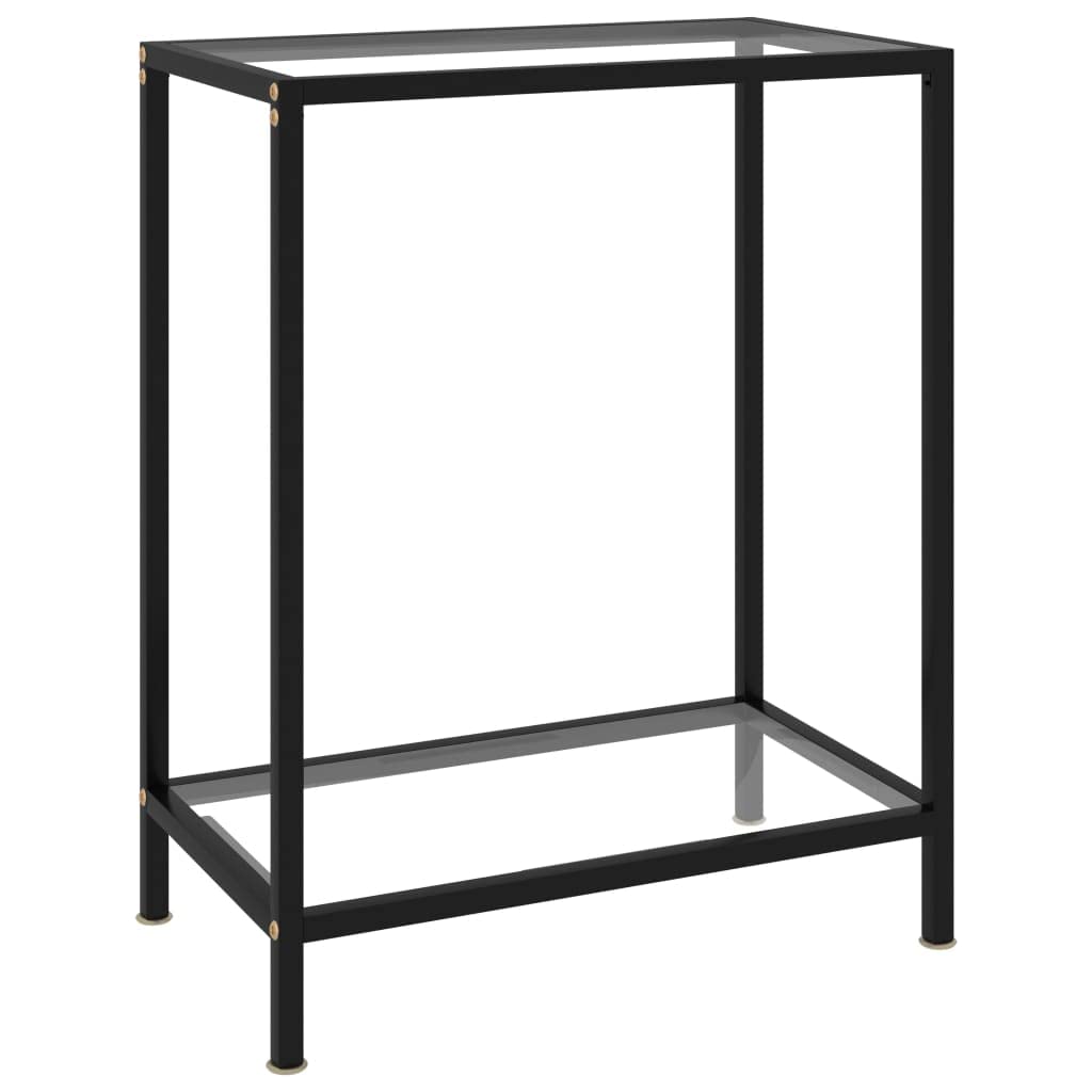 Stolik konsolowy szklany przezroczysty 60 x 35 x 75 cm szkło hartowane stolik pomocniczy z półką ze stali malowanej proszkowo