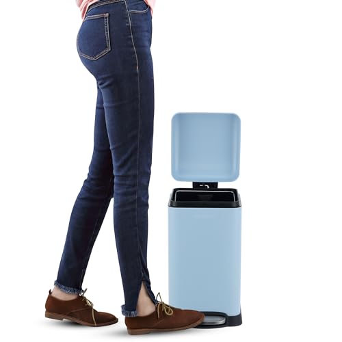 Image of happimess Betty Retro Mini 3.2 Gal Step Trash Can, Tide Pool Blue