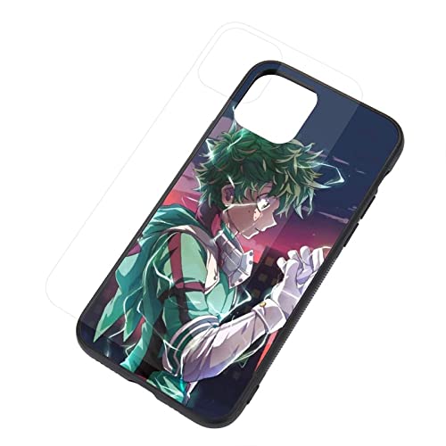 Dangogang Cover For Iphone 11 Phone Case Silicone Tpu +Glass Tempered Glass Back Anime My Hero Academia Deku Phone Cases #TOP1