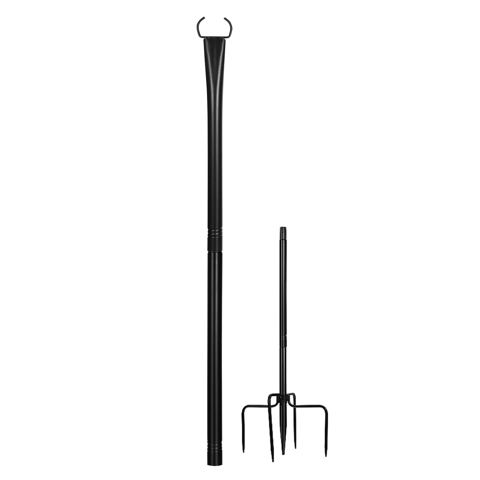 Vaguelly Palo per Luci da Giardino Esterne in Metallo Nero con Base a Forca
