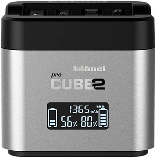 Hahnel ProCube 2 Compatible with Canon DSLR - Dual Twin Battery Charger for LP-E6, LP-E8, LP-E17  Built-in USB Charging Ports & AA Slots  Smart LCD Display with Top Up Charge - 12V Car Lead Included