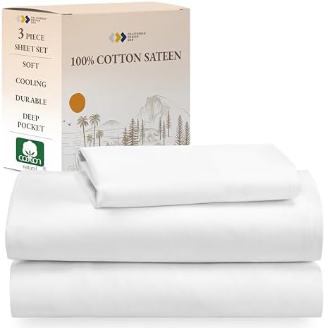 Whisper Organics 300 Thread Count Twin XL Sheet Set – GOTS Certified Organic Cotton, Natural Color