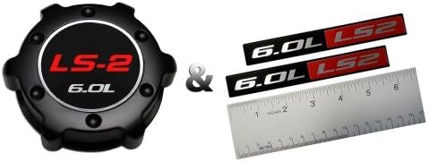 COMBO - LS2 6.0L BLACK OIL CAP in Billet Aluminum + 2 x (pair/set) RED BLACK 6.0L Liter LS2 Real Aluminum Engine Hood Emblem Badge Nameplate Crate for 05-07 Chevy Corvette 06-07 Cadillac CTS-V 05-06 Chevrolet SSR 06-09 Chevrolet Trailblazer SS 05-06 Pontiac GTO 6.0L 08-09 Saab 9-7X Aero 05-06 Vauxhall Monaro VXR 04-07 Holden Special Vehicles