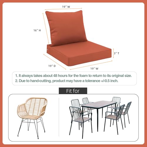 Image of Favoyard Outdoor Patio Seat Cushions Set, 19 x 19 Inch, Waterproof, Red