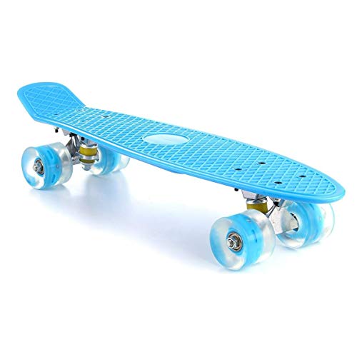 Planche à roulettes rétro avec roues lumineuses LED et cruiser pastel 22 pouces