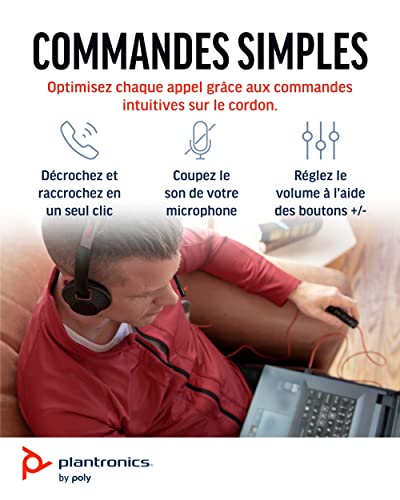 Plantronics Blackwire 5220 Casque stéréo, filaire, USB-A, microphone avec réduction du bruit (Poly) – confort tout au… - Les Beatles, Paul McCartney, John Lennon, RIngo Starr, George Harrison Plantronics Blackwire 5220 Casque stéréo, filaire, USB-A, microphone avec réduction du bruit (Poly) - confort tout au… – Image 5