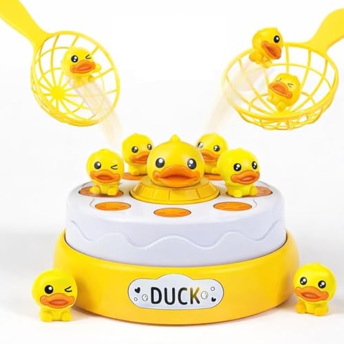 Image of Bouncing Duck Catch Game with Nets | Interactive Jumping Duck Toy | Rotating Board Game for Kids & Family | Fun Developmental Toy for Toddlers | Catch & Toss Gme for Boys Girls Age 3+