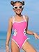 Klyatpxoen Size 7 8 Years Girls 2PCS Swimsuit Adjustable Straps Cut Out One Piece Bathing Suit with Solid Color Cover Up Skirt Pink