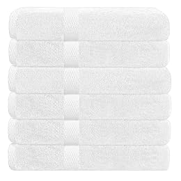 Linteum Textile Supply White Bath Towels Set of 6 Medium 24x48 inches Towels for Bathroom 100% Cotton Ring Spun Bath Towel Soft Quick Dry High Absorbent Towels for Hotel Spa Daily Use, Pools