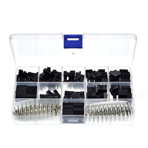 YUPEIUKLI 620 Piezas 2,54 MM Kits de Carcasa de Conector de Clavija de Puente de Cable Conector de Enchufe de 1/2/3/4/5/6 Pines para Impresora 3D y Cable Puente